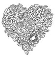 big heart of spring flowers for coloring book vector image