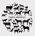 farm animals silhouettes isolated on white vector image