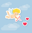 cute flying cupid with bow and arrow vector image vector image