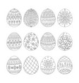 doodle hearts with easter eggs for coloring books vector image