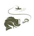 fisherman in a boat and largemouth bass vector image vector image