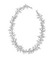 hand drawn floral oval frame wreath on white vector image