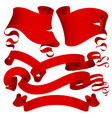 red ribbons set vector image