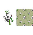 seamless pattern set panda carry vector image vector image