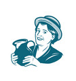 beautiful young woman with a jug milk dairy vector image vector image