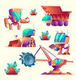 cartoon alien mining machinery for planets vector image