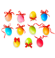 decorative easter eggseaster cards with red bow vector image vector image