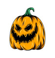 monster yellow pumpkin with scary face vector image