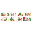 christmas flat color set vector image