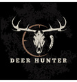 deer skull with target and feather grunge design vector image vector image