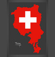 ticino map of switzerland with swiss national flag vector image