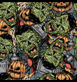 halloween colorful elements seamless pattern vector image