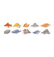 building materials set bricks cement sand vector image