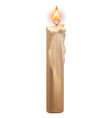 lit candle mockup realistic wax melting effect vector image