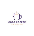 code coffee cafe mug glass logo icon vector image vector image
