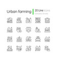 urban farming linear icons set vector image