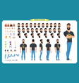 hipster creation kit set of flat male cartoon vector image