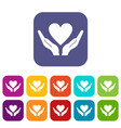 hands holding heart icons set vector image vector image