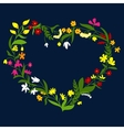 heart frame with wreath of wildflowers and herbs vector image vector image