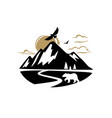 mountain outdoor adventure landscape with bear vector image vector image