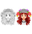 beautiful woman wearing flower crown vector image vector image