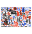 forest wildlife in folk flat vector image