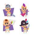 set of cute hand-drawn babies wearing viking vector image vector image