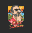 cool man is on vacation a tropical beach while vector image vector image