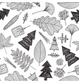 hand drawn forest seamless pattern vector image