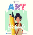 flyer design of art school cartoon style template vector image
