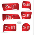 25 percent off red sticker collection vector image