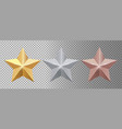 metal stars realistic gold silver bronze vector image vector image