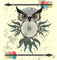 patterned owl on the grunge background african vector image
