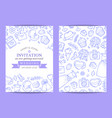 doodle wedding invitation template poster vector image