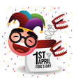 happy emoji face with joker hat and teeth vector image vector image