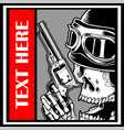 skull wearing cap handling gun vector image vector image