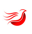 abstract flying red dove bird symbol design vector image
