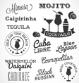 typographical drinks design elements vector image