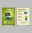 computer repair service cartoon ad flayer vector image vector image