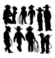 little cowboy action silhouettes vector image vector image