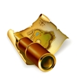 old map and spyglass vector image vector image