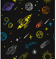 seamless pattern with rocket doodle space sketch vector image