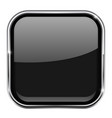black square button shiny 3d icon with metal vector image
