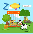 isolated alphabet letter z-zoozeppelinzebra vector image vector image