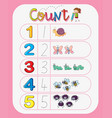 math number count worksheet vector image vector image