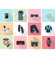 women clothes and accessories icons in flat style vector image