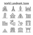 world landmark icon set in thin line style vector image vector image