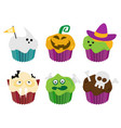halloween cupcakes set flat vector image