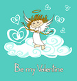 card for valentines day with cupid vector image
