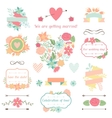 wedding collection of decorations flowers ribbons vector image